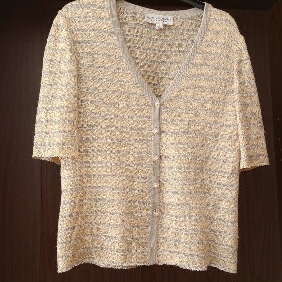 ST JOHN EVENING  v-neck button front top jacket Palettes 6 - Picture 1 of 6
